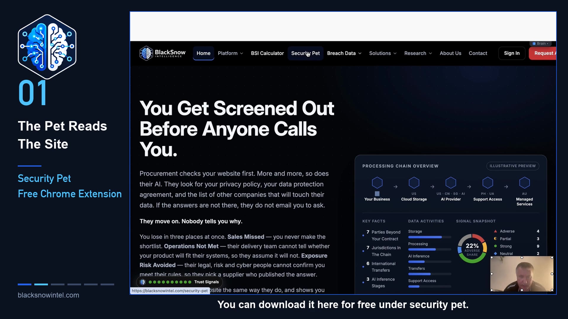 The BlackSnow platform showing supplier findings